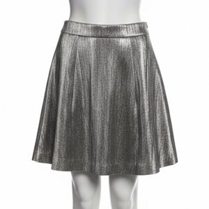 NWT H&M Women's Metallic Silver A-Line Skirt Size 8